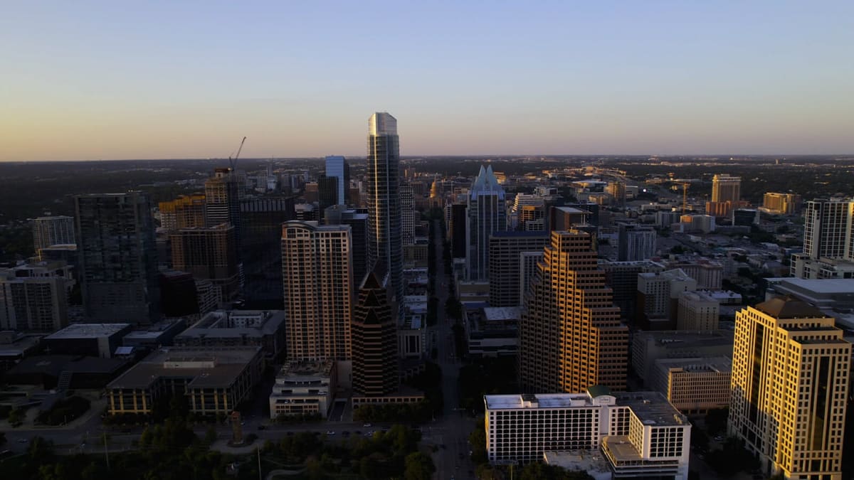 Modern glass architecture at dusk
