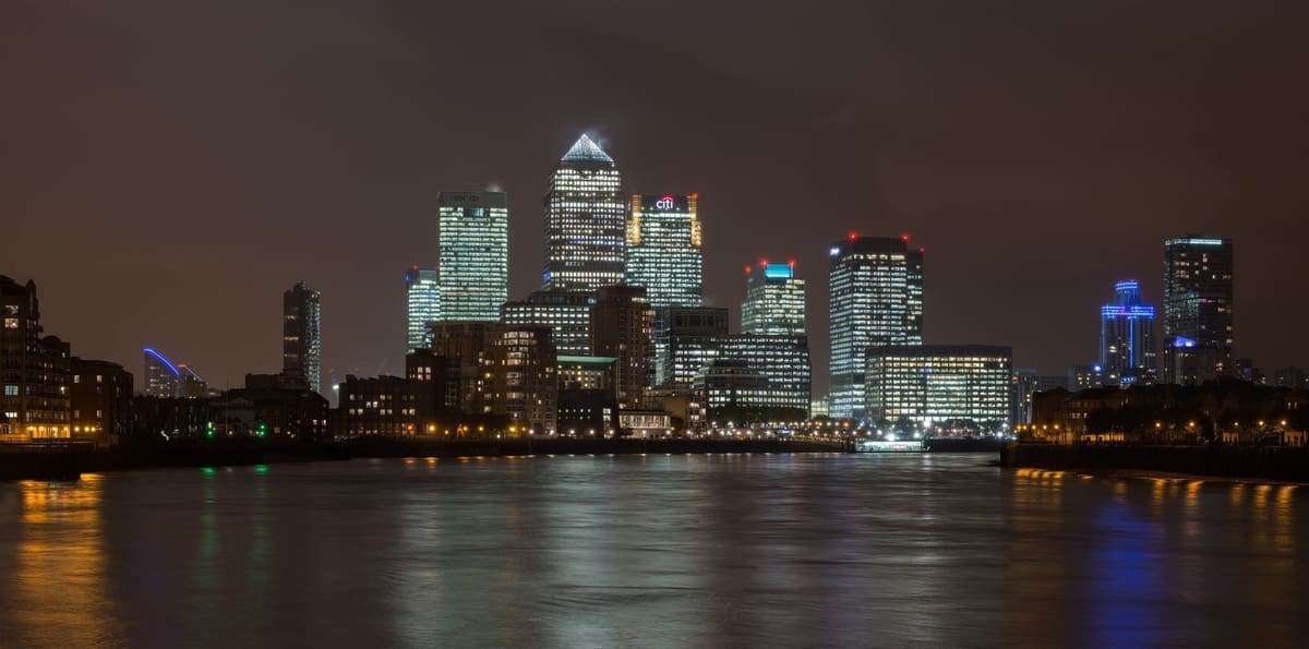 Canary Wharf, London, at night