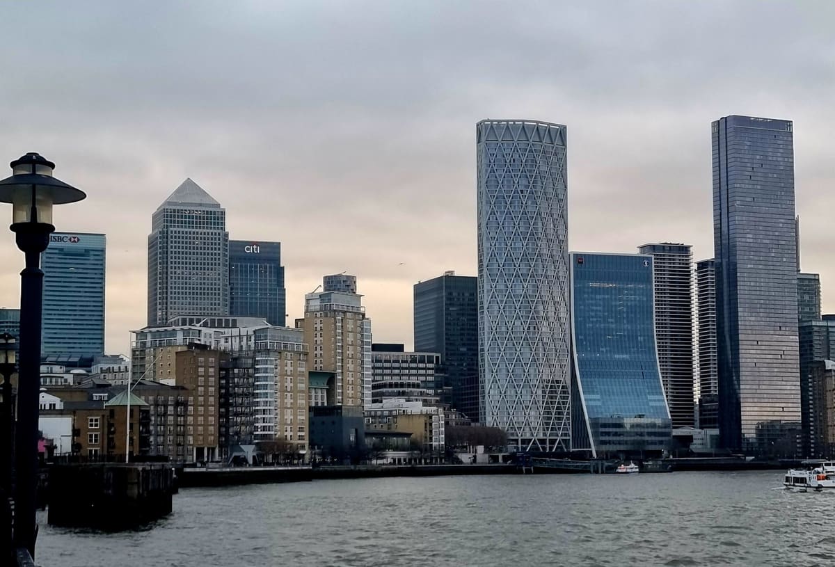 Canary Wharf, London, from the riverside