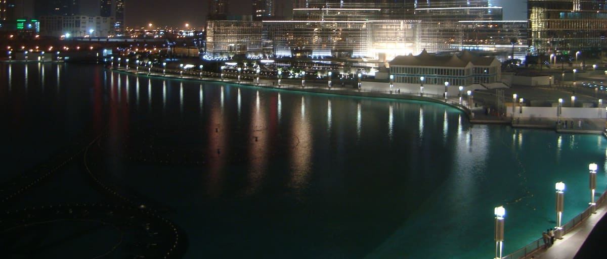 Dubai Water Canal promenade at night